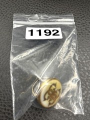 Vintage HUGE Gold Tone Monogram Statement Ring Cream Enamel Oval Signet Sz 7
