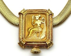 Vintage Edgar Berebi Limited Edition Gold Tone Roman Goddess Collar Necklace