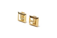 Vintage Christian Dior Geometric Clip-on Earrings With Clear Rhinestones
