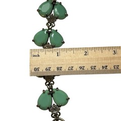 Leslie Danzis Bracelet Pale Green Double Teardrop & Clear Rhinestone Link Chunky