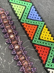 Vintage Boho Bracelet Lot Of 2 Colorful Gas’s Beaded Button Toggle Clasp
