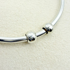 Vintage Sterling Silver Ball Stopper Slide On Bead Charms 2 Total for Bracelet