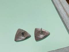 N/A? Zuni Style Mosiac Sterling Silver Earrings Clip-on Large Vintage/Retro 20g