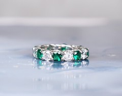 Emerald With Diamond Ring Birthday Gifts For Her Round Stacking Ring Birthstone