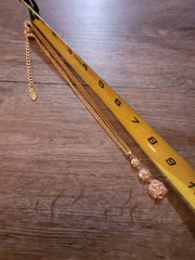 Signed 2028 Gold Tone Crystal Pendant Circles Drop Necklace 20 Inch Chain