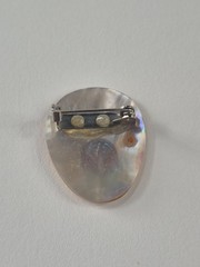 Rare NOS Vintage STORRS Bear Paw Totem Pin Inlaid Fire Abalone Brooch Alaska