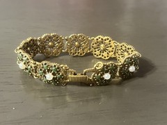 Lovely Vintage Goldette Faux Jade & Pearl Bracelet Earrings Ring Set
