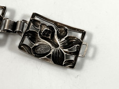 DANECRAFT STERLING SILVER LILY FLORAL PANEL VINTAGE BRACELET 7in