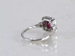 2Ct Art Deco Style Lab Created Ruby & Diamond Wedding 14K White Gold Finish Ring