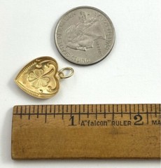 Vintage Charm Lucky Heart Dainty Pendant Brass Stamping Charm Lucky Clover