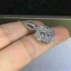 Round Cut Lab Created Diamond Woman’s Engagement Fancy Pendent 14K White Gold FN