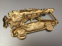 AJC Christmas Brooch Bringing Home the Tree with Car Gold Tone and Enamel