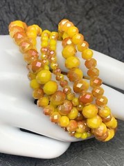 Vintage faceted glass crystal yellow burnt orange stretch￼bracelet lot of six ￼