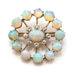 3 Ct Oval Cut Lab Created Fire Opal Circle Attractive Brooch Pin 14K Gold Plated