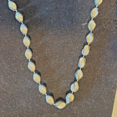 Vintage Gray Swirl Marbled Lucite Acrylic ? Bead Necklace Oval Retro MCM 17 In