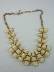 Mika Signed Statement Modernist Necklace Gold Tone USA Seller
