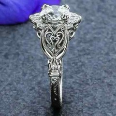 Art Deco Style 3CT Lab Created Diamond Openwork Gifts Ring 14k White Gold Finish