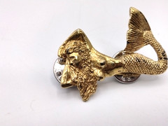 Vintage GG Harris Fine Pewter Mermaid Pins Lot of 2 Gold Plated Hand Painted