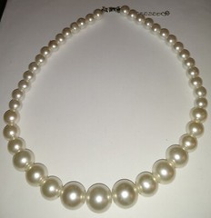 Very Light Silver Simulated Pearl Necklace 19″ + 3″ Extender