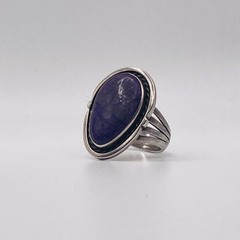 Vintage Navajo Sterling Silver Purple Sugilite Oval Ring Size 9.75