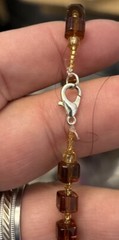 Vintage Brown Color Glass Dangle Necklace Teardrop