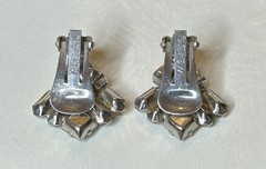 Weiss Crystal Cluster Silver-Tone Clip-On Earrings Diamond Ice Baguette Round