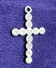 Silver Plated Pewter Jerusalem Cross Pendant Charm