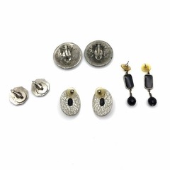 Vintage Clip On and Stud Earrings Silver Tone Black Rhinestones Anne Klein Other