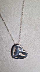 Sterling Silver SIGNED LA Hammered VTG Heart Necklace RUMI QUOTE What You Love..