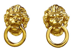 KENNETH J LANE DOOR KNOCKER LION CLIP ON EARRING & OTHER LOT 2 PAIR VTG NOS