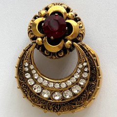 Red Rhinestone Doorknocker Clip-On Earrings