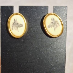Barlow Vintage Horse Themed Stud Back Pierced Earrings Equestrian Gift For Her