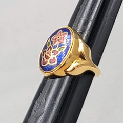 Vintage Avon Cloisonne Flower Gold Tone Ring Size 5.5