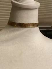 Vintage Gold Tone Metal Mesh Choker Necklace Estate Jewelry