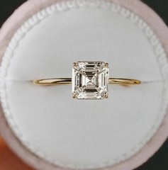 2.2Ct Asscher Cut Lab Created Diamond Solitaire Women’s 14k Yellow Gold FN Ring