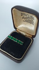 Vintage 1990-s 14 Ct Rolled Gold Emerald Ring Size UK P US 7 1/2 – Hallmarked!