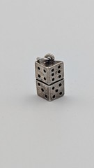 Solid Sterling Silver Double Dice Charm – Vintage Lucky Dice Pendant – 3g.