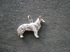 Rough Collie Lassie Dog Vintage Solid Shiny Sterling Silver Bracelet Charm 5.4g