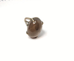 VINTAGE RARE WOMENS MOONSTONE GRAY .700 SILVER OVAL RING SZ 4 TOP 19mm WIDE