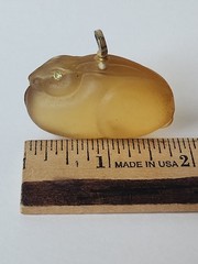 Vintage Applesauce Celluloid Lucite Bunny Rabbit Pendant Rhinestone Eyes