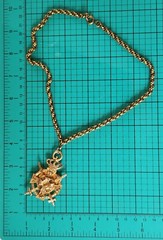 Vintage Double Sided Coro Gold Tone Heraldic Shield Necklace