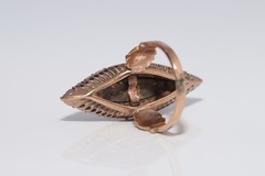 Vintage Circa 1950s 9k Gold Estate Natural Rose Cut Diamond Navette Ring