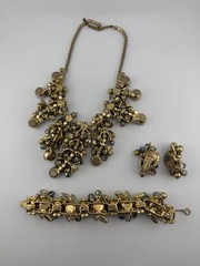 Juliana D&E AB Rhinestone Bracelet Earring Necklace Set Parure Vintage Book