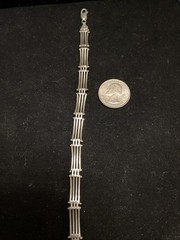 Vintage .925 Sterling Silver Bar Link Bracelet Unisex 7.5” 14.53g