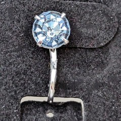 Vintage Blue Solitaire Rhinestone Earrings Screw Back Wedding Minimalist Jewelry
