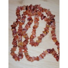 Vintage Natural Carnelian Chip Necklace Orange Agate Gemstone Beaded Strand 30