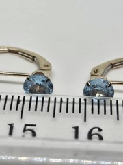 10K Yellow Solid Gold Round Blue Topaz Lever Back Earrings Eye Clean Gemstones