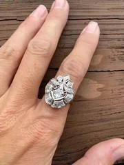 Art Deco Style Round Cut Lab Created Diamond 925 Silver Women’s Engagement Ring