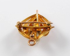 14k Gold Krementz Enamel Diamond Pearl Brooch Watch Pin Pendant