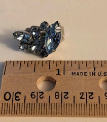 Vintage Ice-Blue Rhinestone Snowflake Brooch & Clip Earrings Set, AB, 1960s